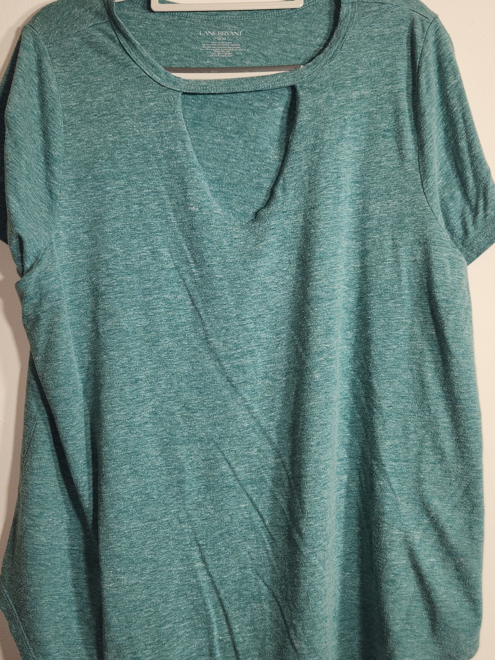 Lane Bryant Teal Green Short-Sleeve Keyhole Top Soft 18/20
